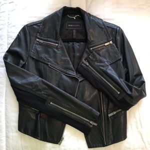 BCBGMAXAZRIA- Black leather jacket